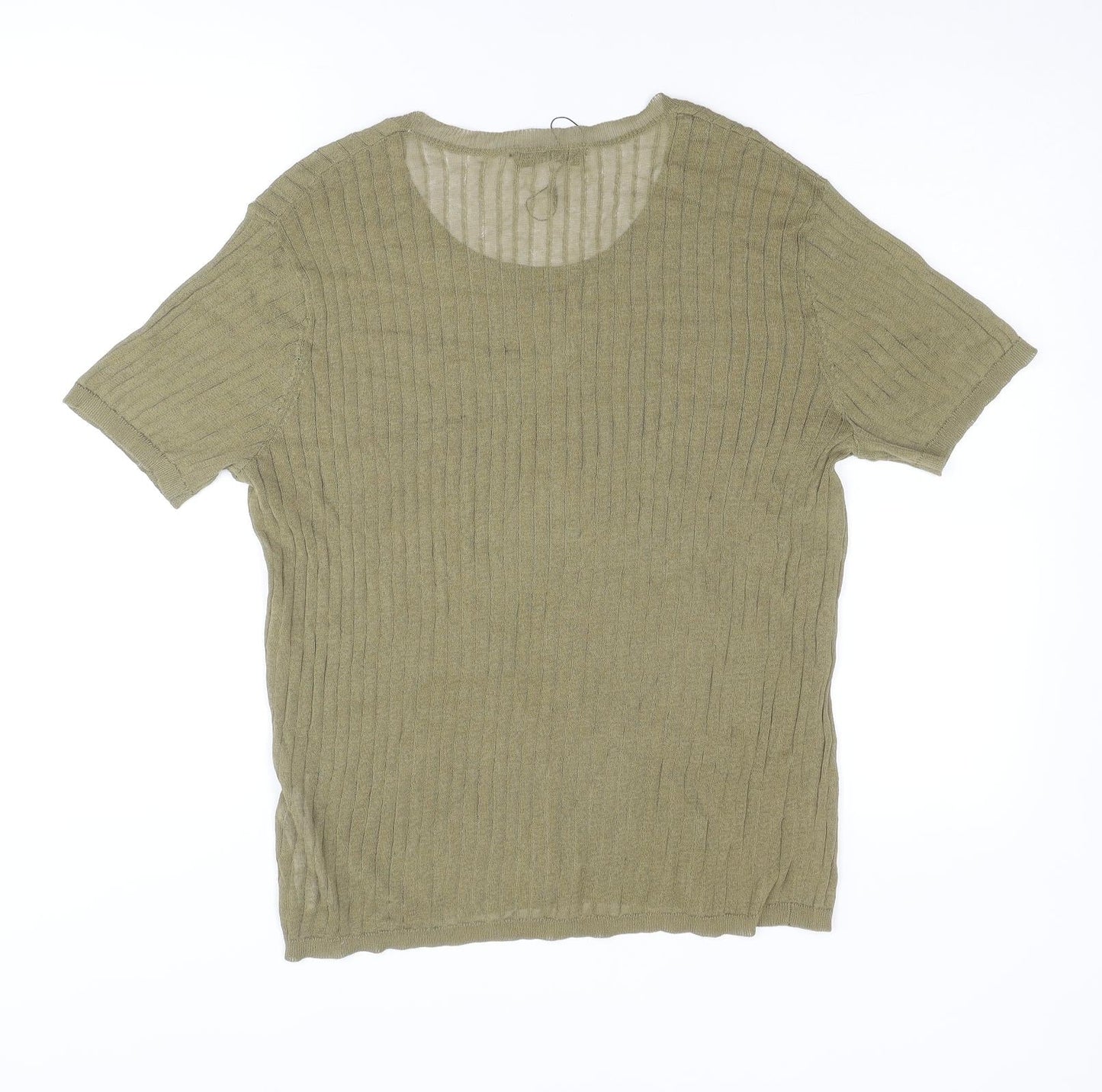 Zara Womens Green Round Neck Cotton Pullover Jumper Size L