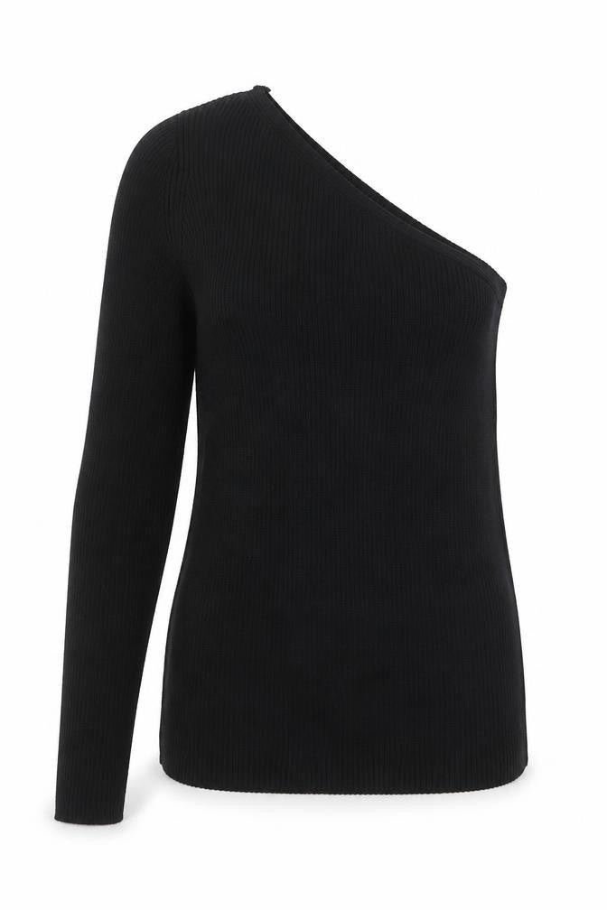 PRETTYLITTLETHING Womens Black V-Neck Acrylic Pullover Jumper Size 6 - One Sleeve