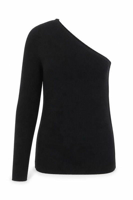PRETTYLITTLETHING Womens Black V-Neck Acrylic Pullover Jumper Size 6 - One Sleeve