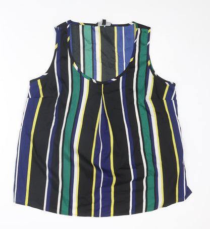 Capsule Womens Multicoloured Striped Polyester Basic Tank Size 18 Round Neck