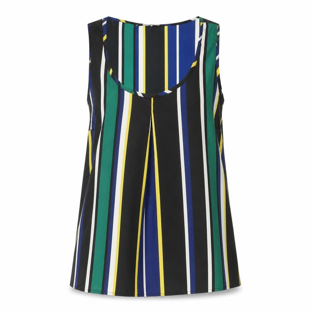 Capsule Womens Multicoloured Striped Polyester Basic Tank Size 18 Round Neck