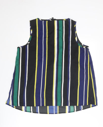 Capsule Womens Multicoloured Striped Polyester Basic Tank Size 18 Round Neck