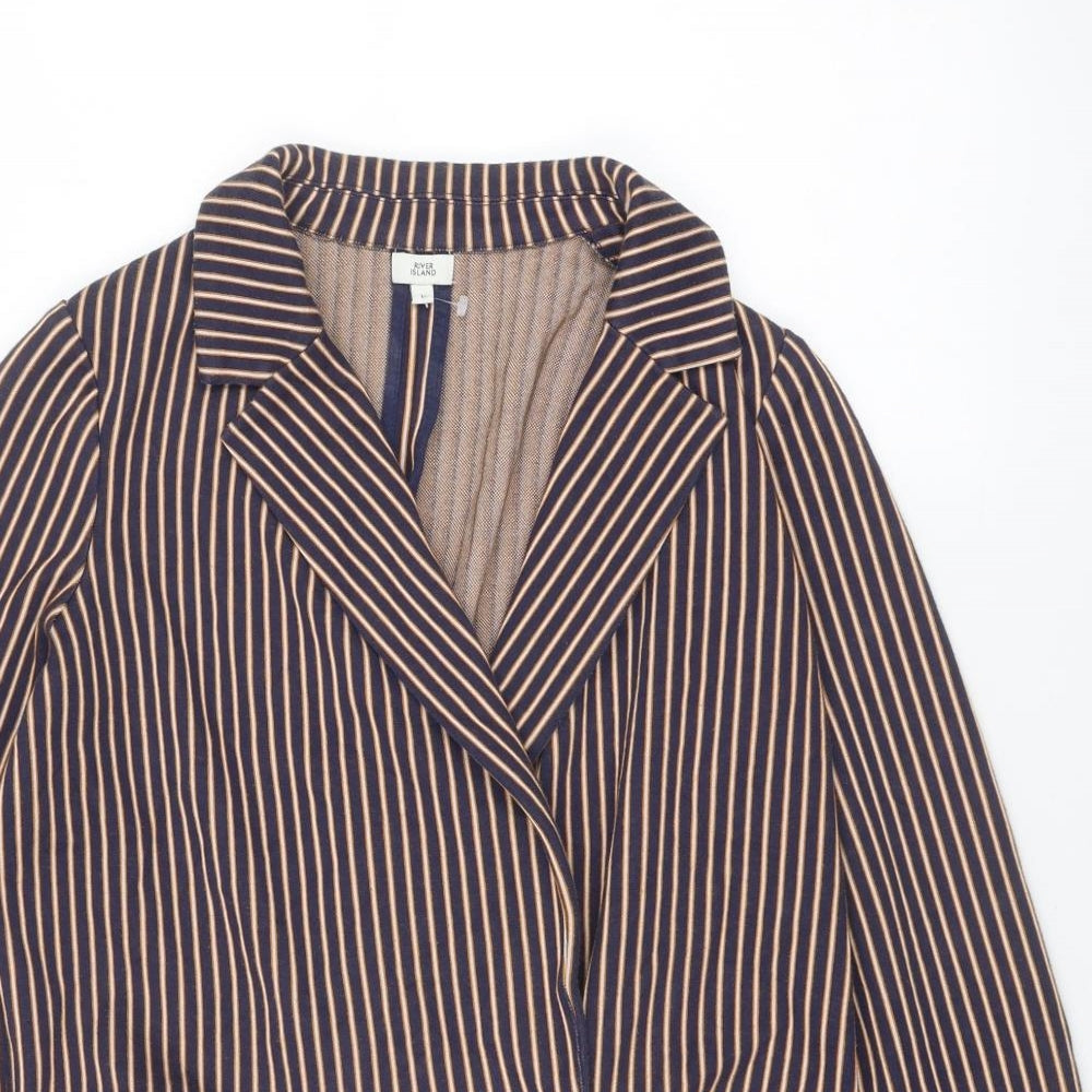 River Island Womens Multicoloured Striped Jacket Blazer Size 8 Button