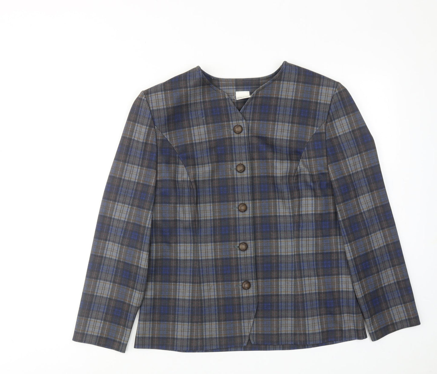 Karelia Womens Multicoloured Plaid Jacket Size 12 Button