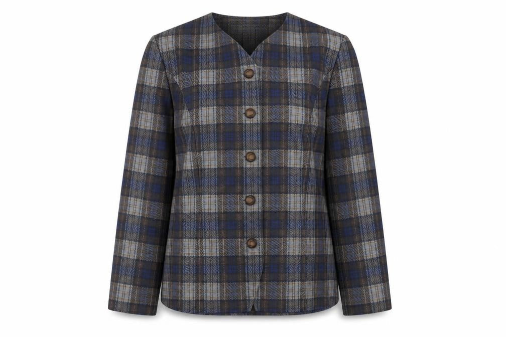 Karelia Womens Multicoloured Plaid Jacket Size 12 Button