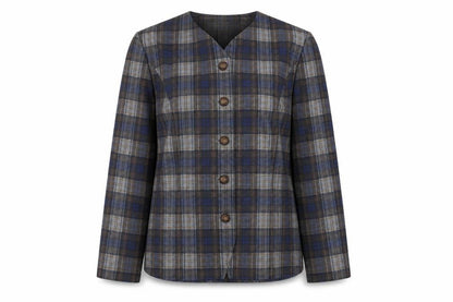 Karelia Womens Multicoloured Plaid Jacket Size 12 Button