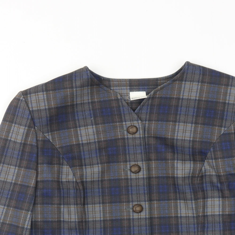 Karelia Womens Multicoloured Plaid Jacket Size 12 Button