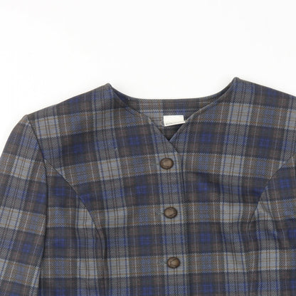 Karelia Womens Multicoloured Plaid Jacket Size 12 Button