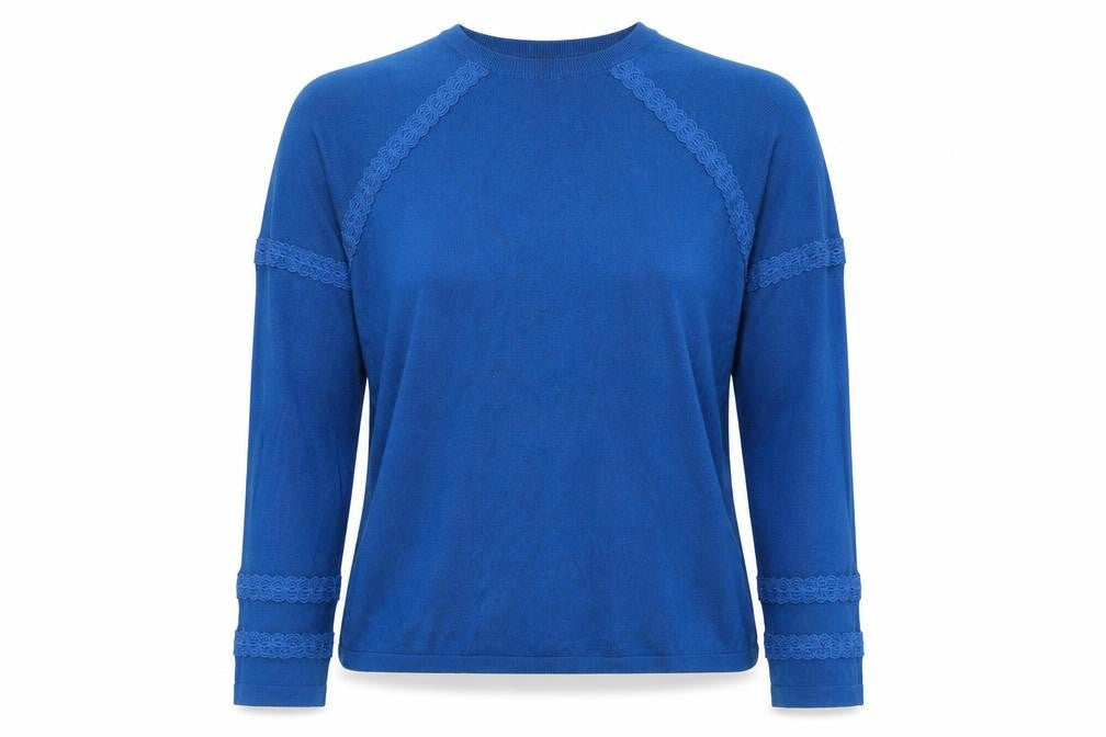 Marks & Spencer Womens Blue Round Neck Viscose Pullover Jumper Size L
