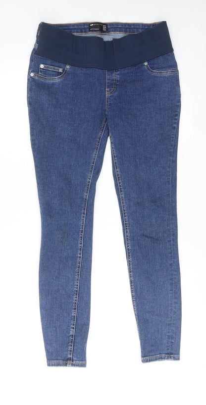 Additional front view of ASOS women’s blue cotton skinny jeans, size UK 10, regular