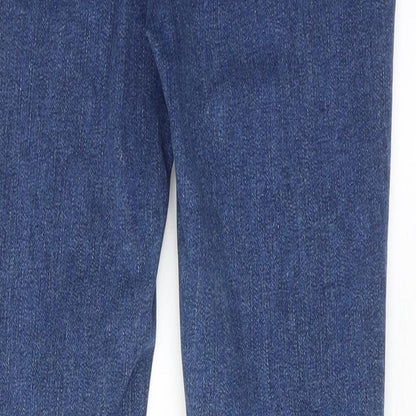 Brand and care label for ASOS women’s blue cotton skinny jeans, size UK 10, regular