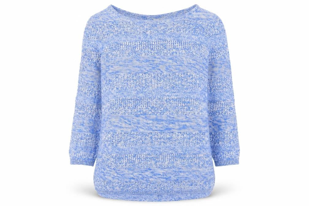 M&Co Womens Blue Boat Neck Cotton Pullover Jumper Size 10