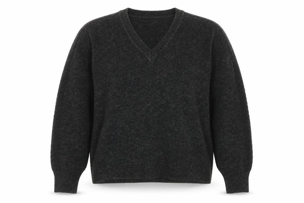 Zara Womens Grey V-Neck Acrylic Pullover Jumper Size S