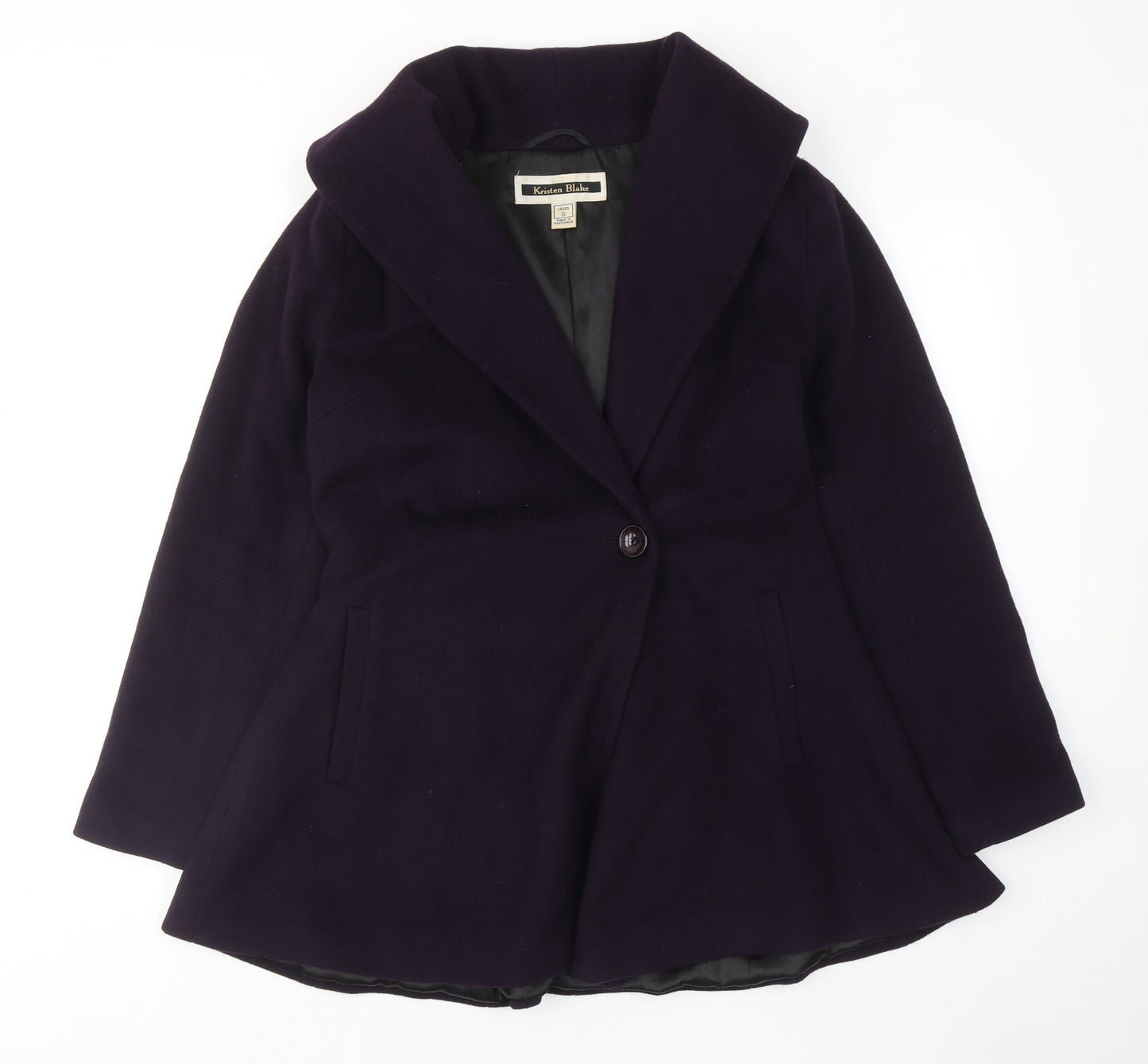 Karen Blake Womens Purple Overcoat Coat Size S Button