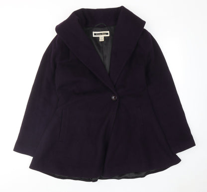 Karen Blake Womens Purple Overcoat Coat Size S Button