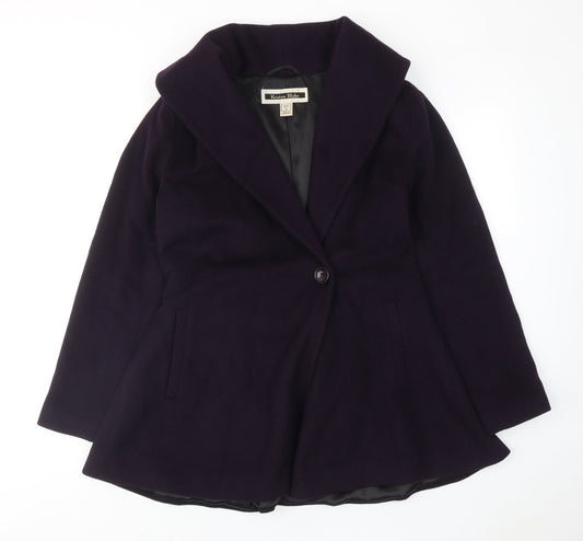 Karen Blake Womens Purple Overcoat Coat Size S Button