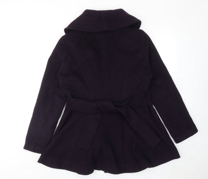 Karen Blake Womens Purple Overcoat Coat Size S Button
