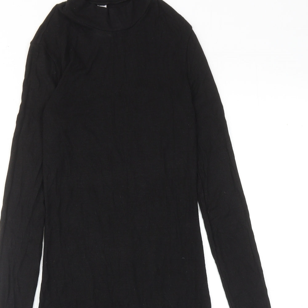 American Apparel Womens Black Viscose Jumper Dress Size S Mock Neck Pullover
