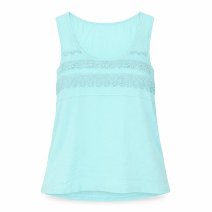 Warehouse Womens Blue Polyester Basic Tank Size 12 Scoop Neck - Crocheted Lace Detail
