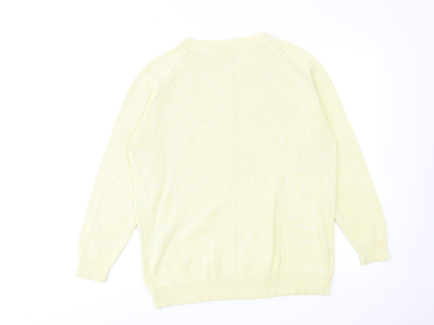 Joie De Vivre Womens Yellow Round Neck Cotton Pullover Jumper Size M