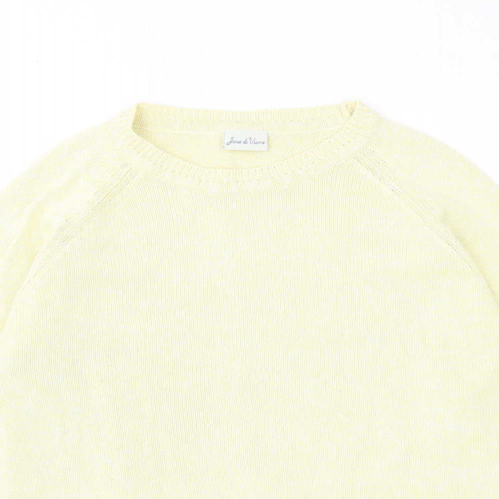 Joie De Vivre Womens Yellow Round Neck Cotton Pullover Jumper Size M