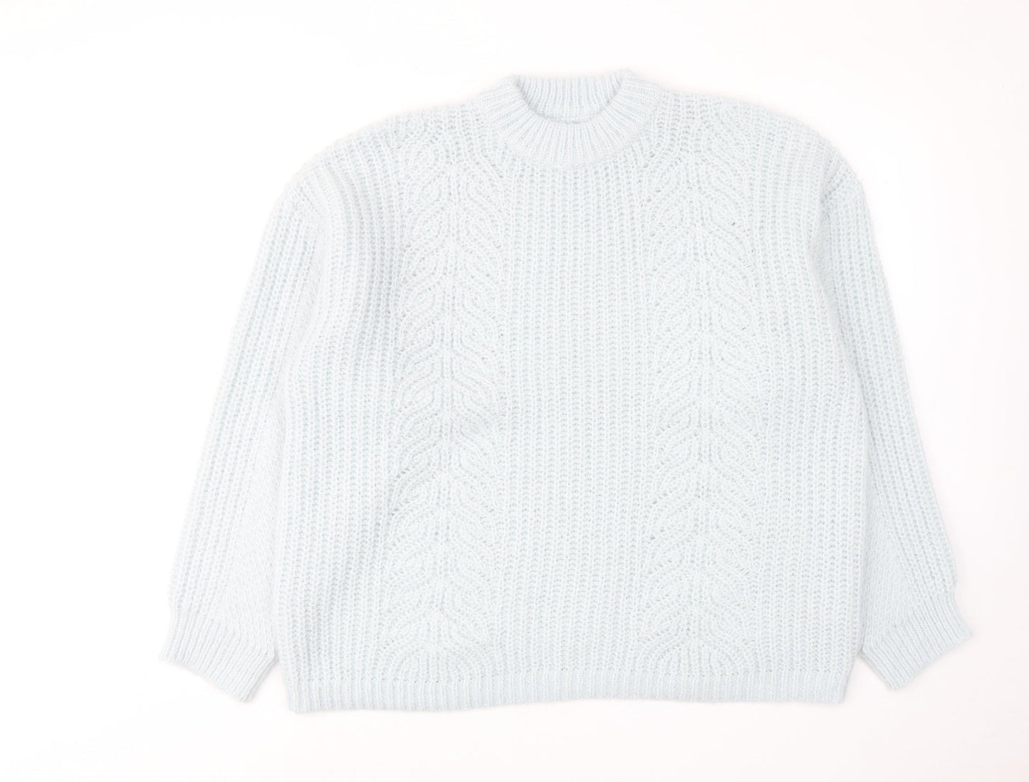 Topshop Womens Blue Round Neck Polyester Pullover Jumper Size L
