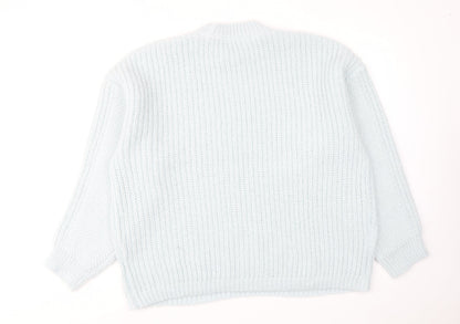 Topshop Womens Blue Round Neck Polyester Pullover Jumper Size L