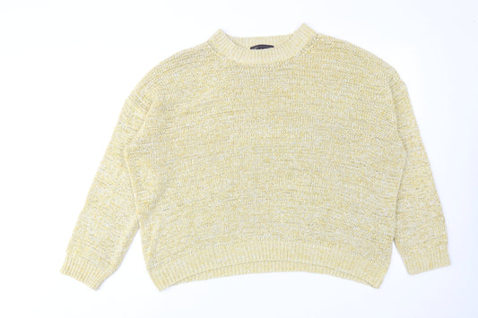 Marks and Spencer Womens Yellow Round Neck Acrylic Pullover Jumper Size XL