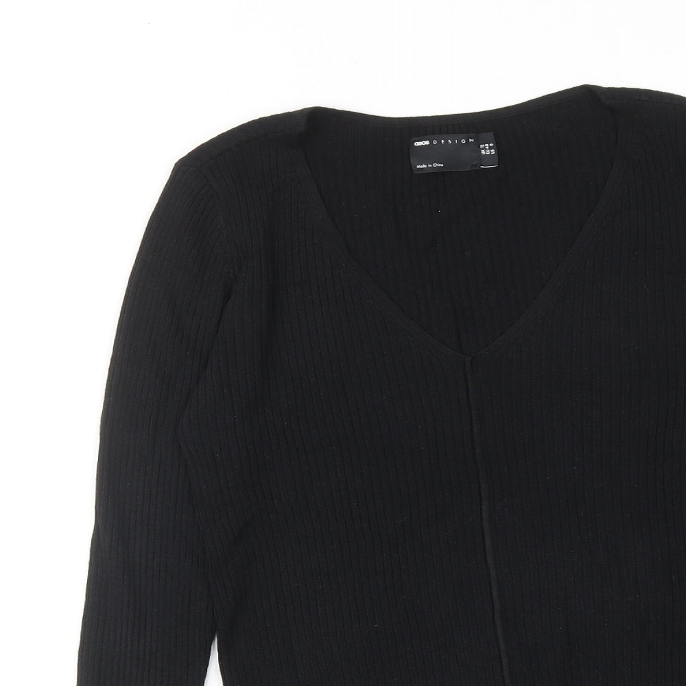 ASOS Womens Black V-Neck Viscose Pullover Jumper Size 12