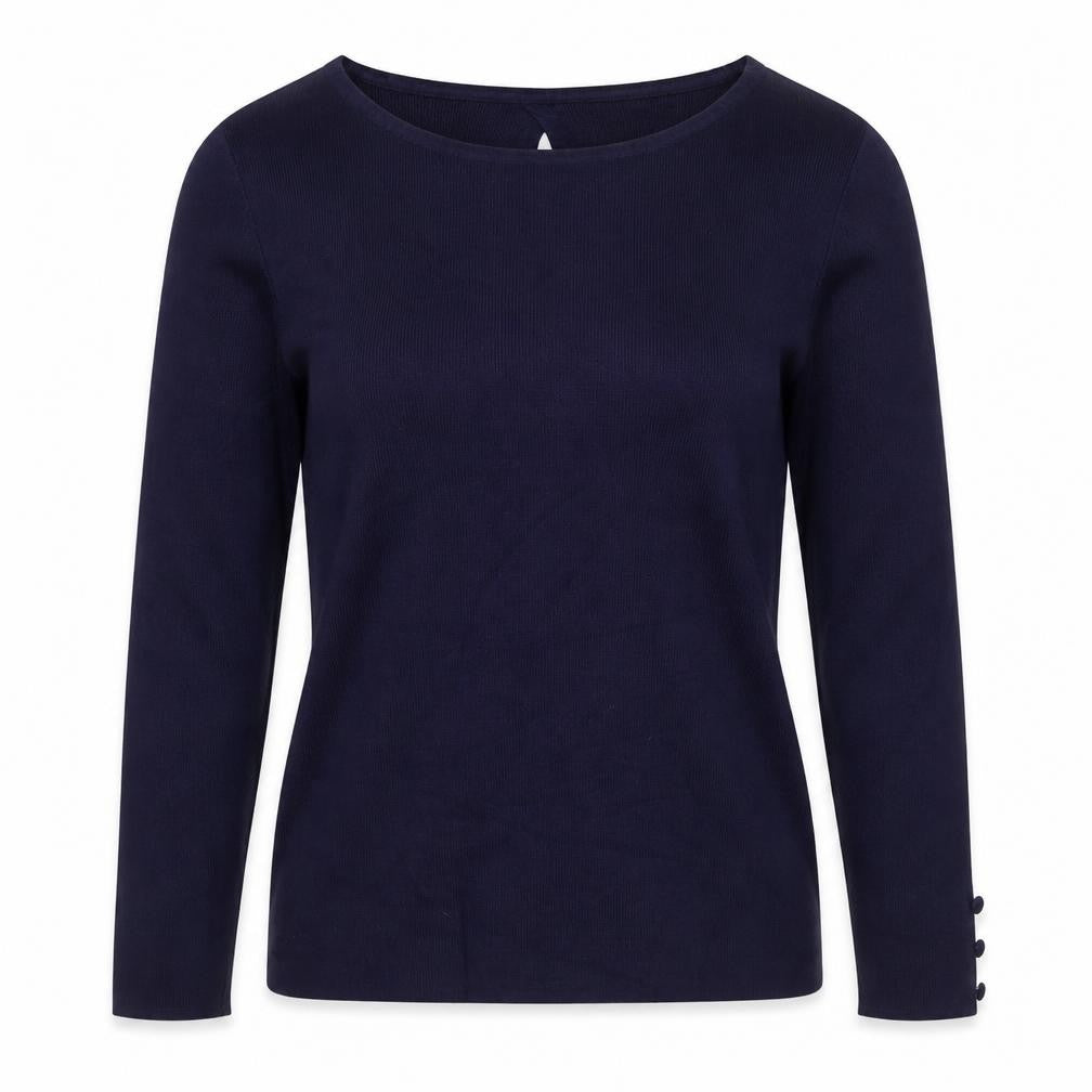 Monsoon Womens Blue Boat Neck Viscose Pullover Jumper Size 10