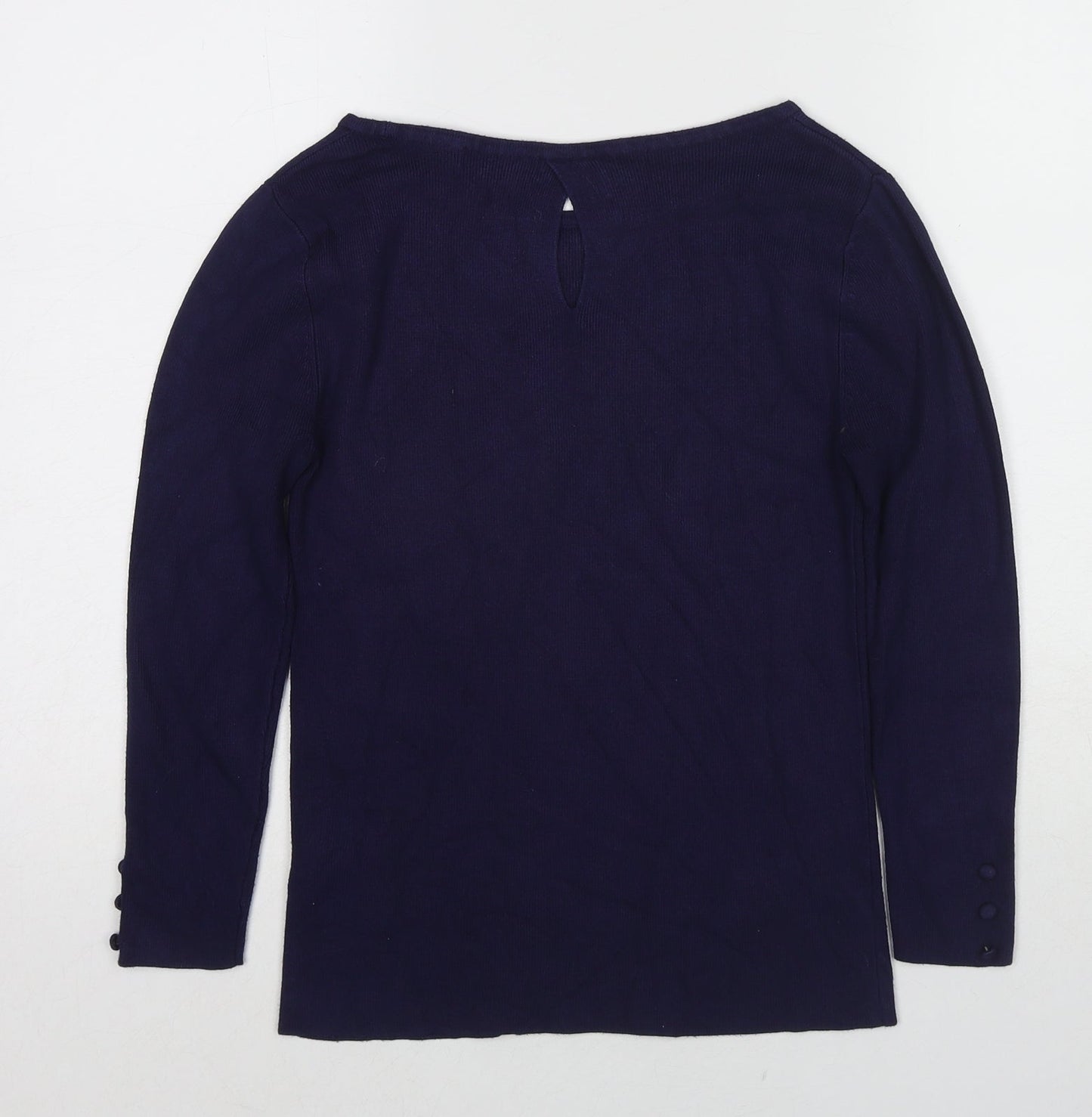 Monsoon Womens Blue Boat Neck Viscose Pullover Jumper Size 10