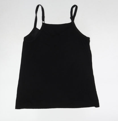 Evans Womens Black Viscose Basic Tank Size 14 V-Neck
