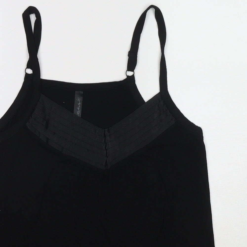 Evans Womens Black Viscose Basic Tank Size 14 V-Neck