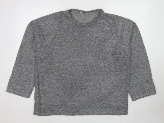 Zara Womens Grey Polyester Pullover Sweatshirt Size L Pullover