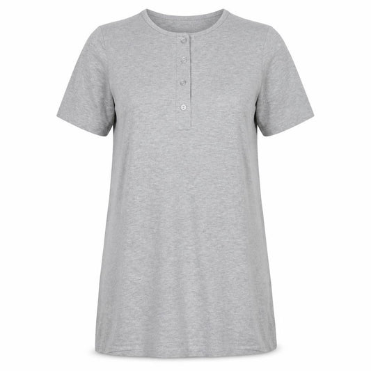 Boohoo Womens Grey Polyester T-Shirt Dress Size 12 Round Neck Button
