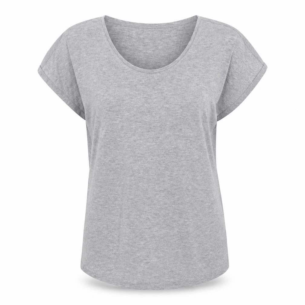 Betty&Co Womens Grey Polyester Basic T-Shirt Size M Scoop Neck