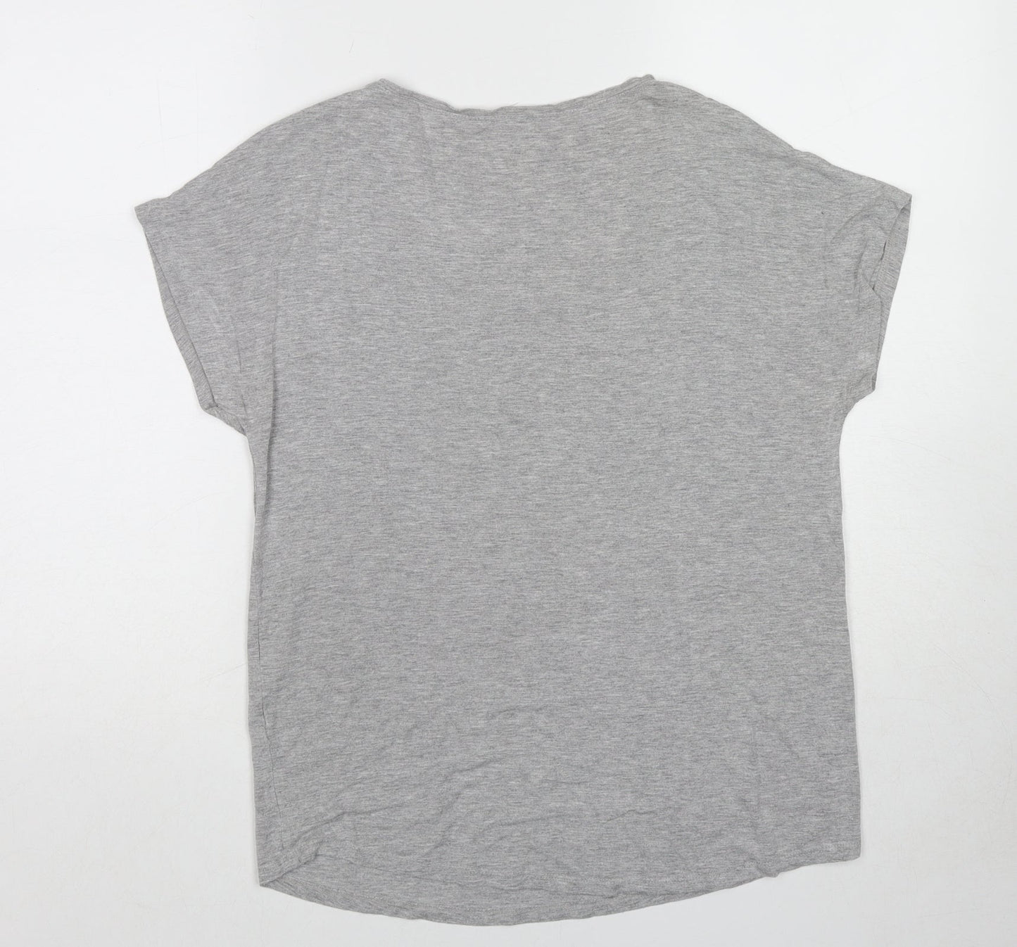 Betty&Co Womens Grey Polyester Basic T-Shirt Size M Scoop Neck