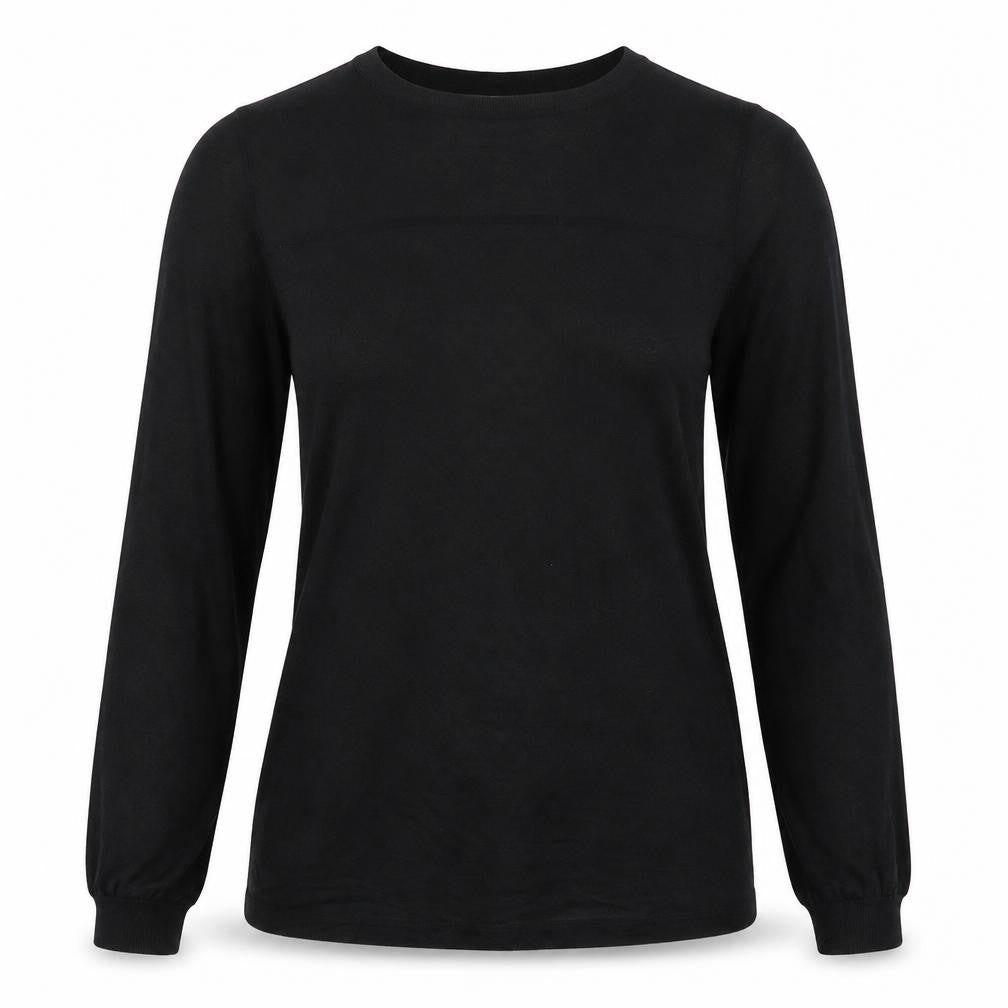 Warehouse Womens Black Polyester Basic T-Shirt Size 8 Round Neck