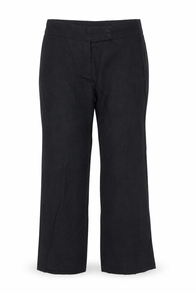 Wills Classic Womens Black Linen Trousers Size 32 in L31 in Regular Zip