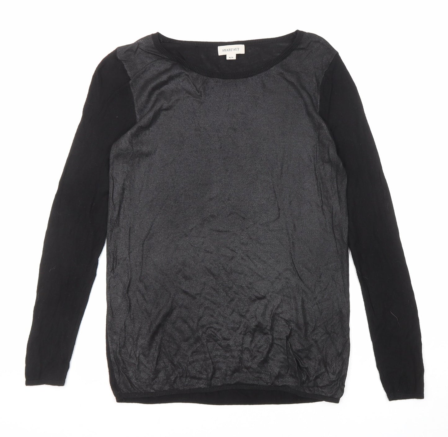 Smart Set Womens Black Round Neck Viscose Pullover Jumper Size M