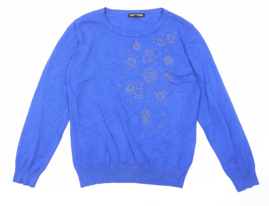 Paramour Womens Blue Round Neck Viscose Pullover Jumper Size S