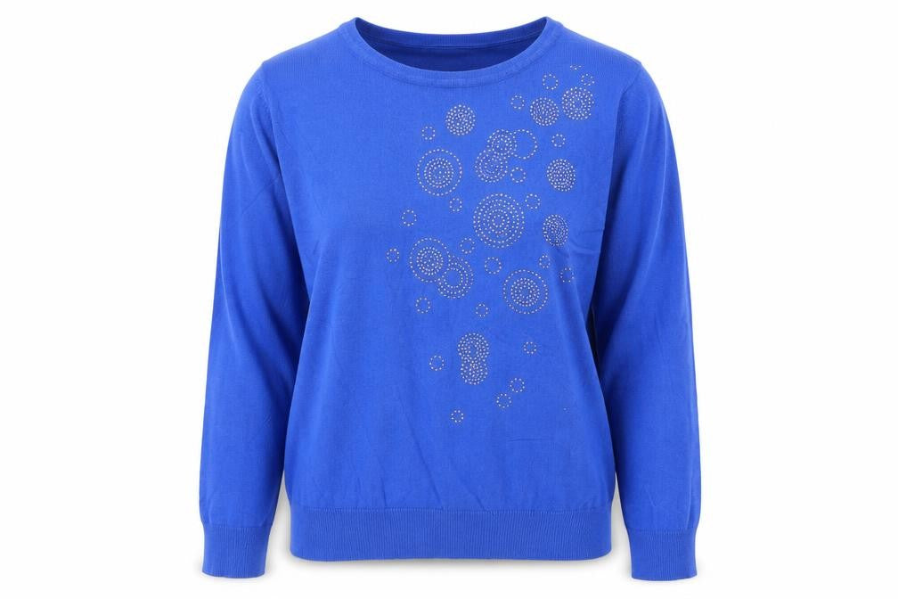 Paramour Womens Blue Round Neck Viscose Pullover Jumper Size S