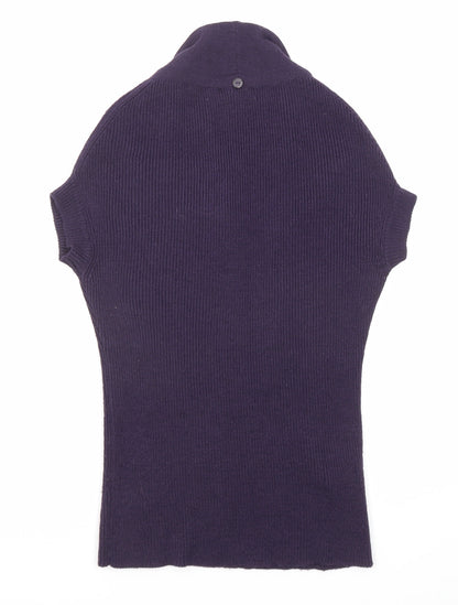 Mango Womens Purple Cowl Neck Acrylic Pullover Jumper Size L