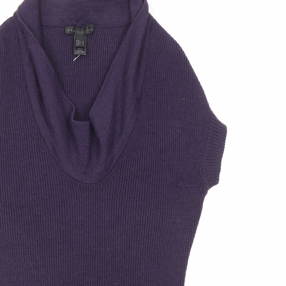 Mango Womens Purple Cowl Neck Acrylic Pullover Jumper Size L