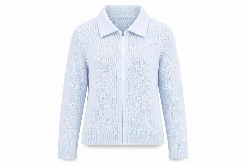 BHS Womens Blue Collared Acrylic Full Zip Jumper Size 10