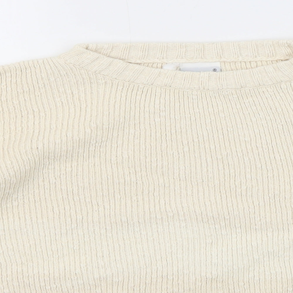 John P Womens Beige Round Neck Acrylic Pullover Jumper Size S