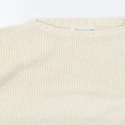 John P Womens Beige Round Neck Acrylic Pullover Jumper Size S