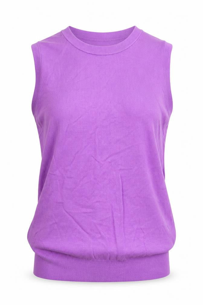 Zara Womens Purple Round Neck Viscose Vest Jumper Size L