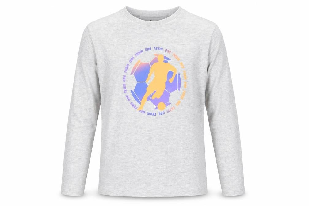 Marks & Spencer Boys Grey Cotton Pullover T-Shirt Size 12-13 Years Crew Neck Pullover - Football
