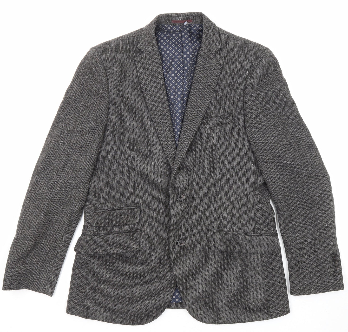 NEXT Mens Grey Wool Jacket Suit Jacket Size 40 Regular
